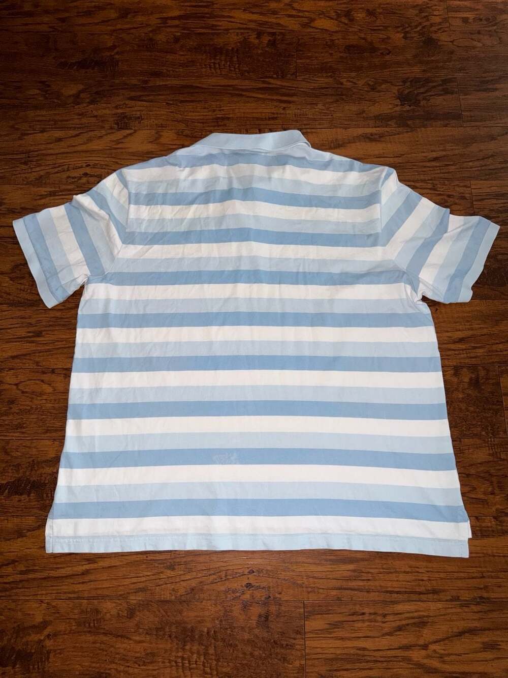 Lacoste Men's Striped Cotton Short Sleeve Polo Shirt Blue and White Size 8 - Picture 5 of 6